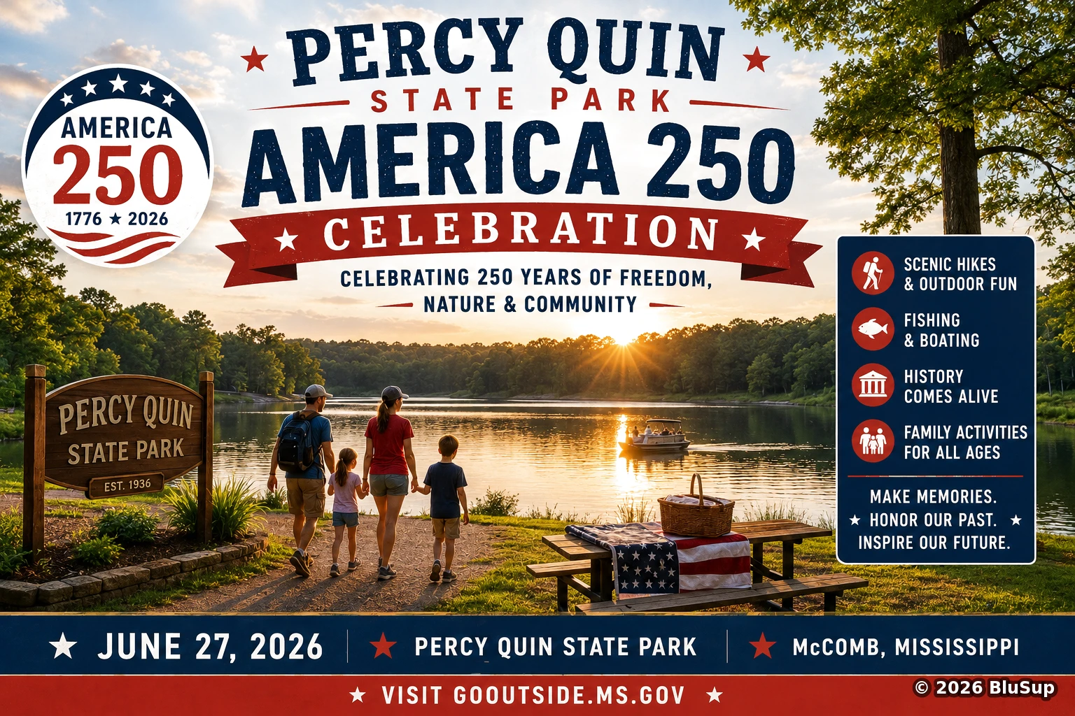 Percy Quin State Park America 250 Celebration — BluSup 250 visual