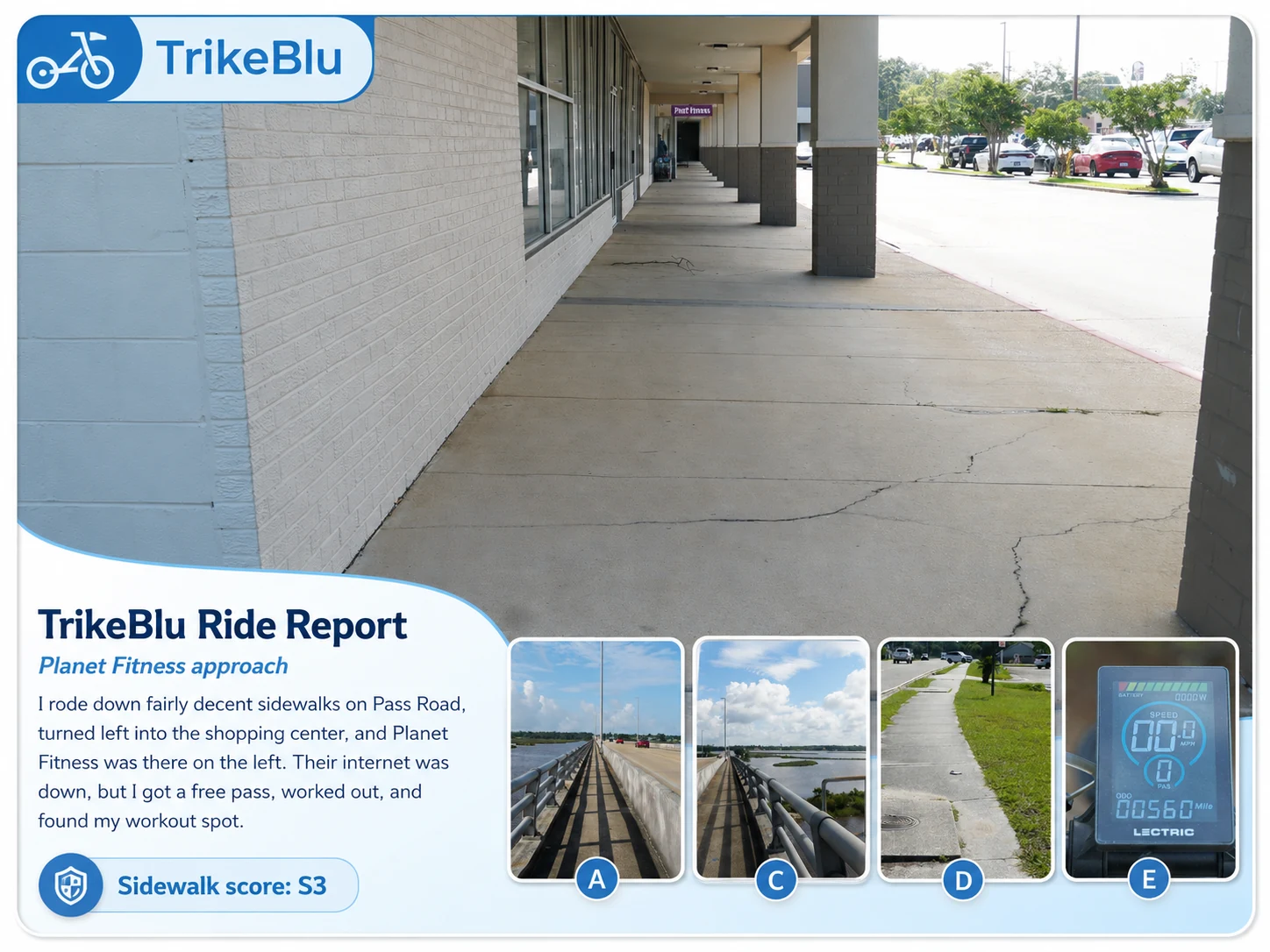 Trikeblu Ride Report Planet Fitness Visit