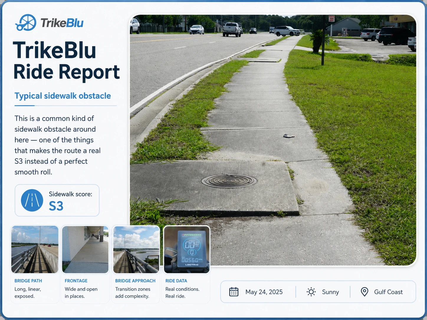 Trikeblu Ride Report Sidewalk Obstacles
